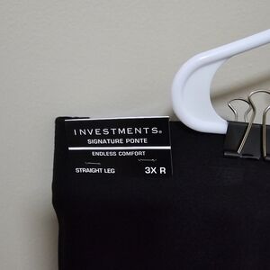 Investment Endless Comfort Straight Leg Black Dress Pants 3X Reg NWT